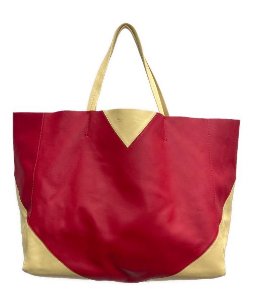 CELINE（セリーヌ）CELINE (セリーヌ) トートバッグ ホリゾンタルカバ レッド×ベージュの古着・服飾アイテム