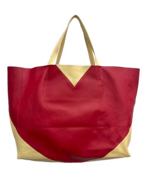CELINE（セリーヌ）CELINE (セリーヌ) トートバッグ ホリゾンタルカバ レッド×ベージュの古着・服飾アイテム