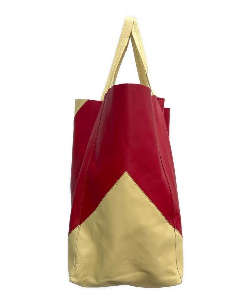CELINE（セリーヌ）CELINE (セリーヌ) トートバッグ ホリゾンタルカバ レッド×ベージュの古着・服飾アイテム
