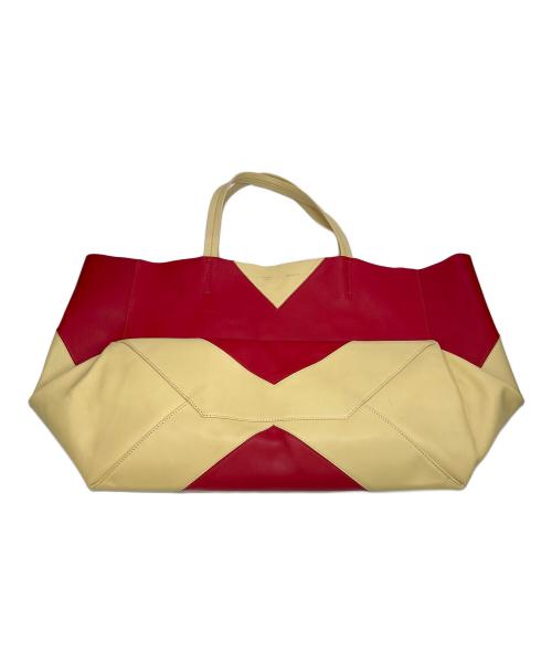 CELINE（セリーヌ）CELINE (セリーヌ) トートバッグ ホリゾンタルカバ レッド×ベージュの古着・服飾アイテム