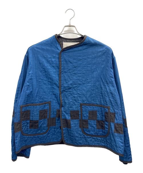 Story mfg.（ストーリーエムエフジー）Story mfg. (ストーリーエムエフジー) ノーカラージャケット ネイビー×ブラック サイズ:XSの古着・服飾アイテム