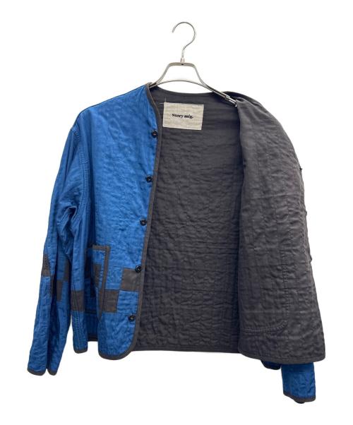 Story mfg.（ストーリーエムエフジー）Story mfg. (ストーリーエムエフジー) ノーカラージャケット ネイビー×ブラック サイズ:XSの古着・服飾アイテム