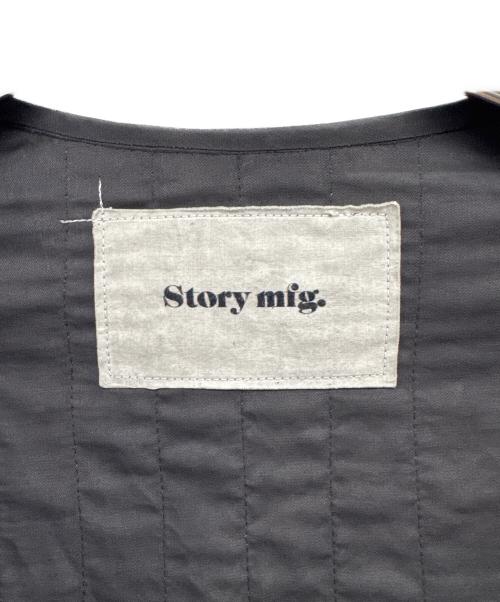 Story mfg.（ストーリーエムエフジー）Story mfg. (ストーリーエムエフジー) ノーカラージャケット ネイビー×ブラック サイズ:XSの古着・服飾アイテム