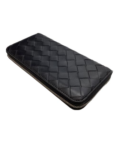 BOTTEGA VENETA（ボッテガベネタ）BOTTEGA VENETA (ボッテガベネタ) イントレチャート ジップアラウンドウォレット ブラックの古着・服飾アイテム