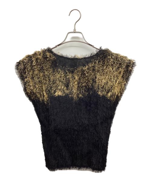 PLEATS PLEASE（プリーツプリーズ）PLEATS PLEASE (プリーツプリーズ) ノースリーブブラウス ブラック×ベージュ サイズ:3の古着・服飾アイテム