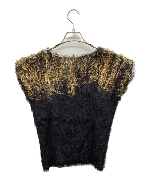 PLEATS PLEASE（プリーツプリーズ）PLEATS PLEASE (プリーツプリーズ) ノースリーブブラウス ブラック×ベージュ サイズ:3の古着・服飾アイテム