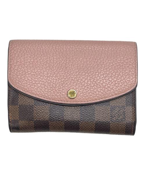 LOUIS VUITTON（ルイ ヴィトン）LOUIS VUITTON (ルイ ヴィトン) 2つ折り財布 ダミエ ブラウン×ピンクの古着・服飾アイテム