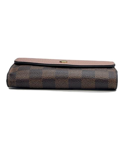 LOUIS VUITTON（ルイ ヴィトン）LOUIS VUITTON (ルイ ヴィトン) 2つ折り財布 ダミエ ブラウン×ピンクの古着・服飾アイテム