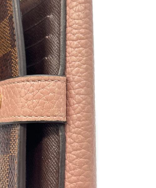 LOUIS VUITTON（ルイ ヴィトン）LOUIS VUITTON (ルイ ヴィトン) 2つ折り財布 ダミエ ブラウン×ピンクの古着・服飾アイテム