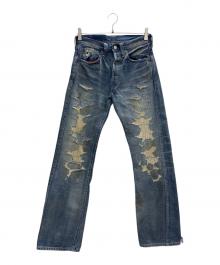 LEVI'S（リーバイス）の古着「レイバーリペアード ダメージドデニムパンツ」｜インディゴ