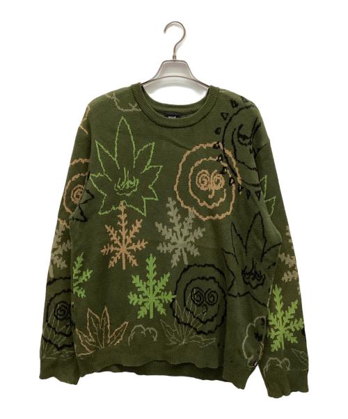 HUF（ハフ）HUF (ハフ) クルーネックニット グリーン サイズ:XLの古着・服飾アイテム