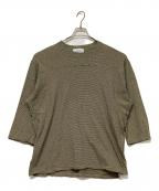 UNUSEDアンユーズド）の古着「Micro border football T-shirt」｜ベージュ×グリーン