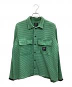 BRAIN DEADブレインデッド）の古着「WAFFLE BUTTON FRONT SHIRT」｜グリーン