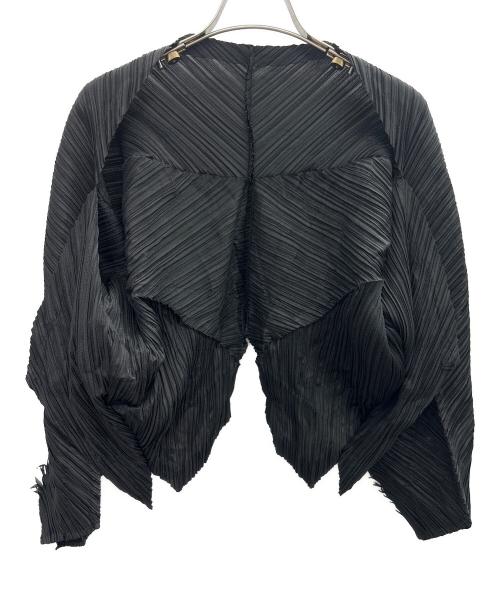 PLEATS PLEASE（プリーツプリーズ）PLEATS PLEASE (プリーツプリーズ) プリーツカーディガン ブラック サイズ:FREEの古着・服飾アイテム