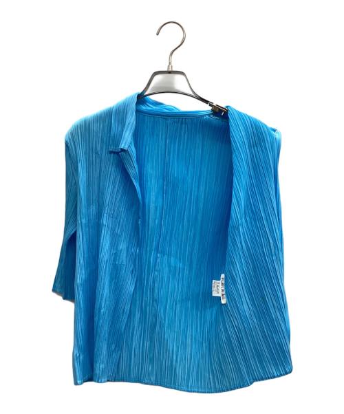 PLEATS PLEASE（プリーツプリーズ）PLEATS PLEASE (プリーツプリーズ) 半袖プリーツシャツ ブルー サイズ:3の古着・服飾アイテム