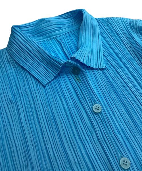 PLEATS PLEASE（プリーツプリーズ）PLEATS PLEASE (プリーツプリーズ) 半袖プリーツシャツ ブルー サイズ:3の古着・服飾アイテム