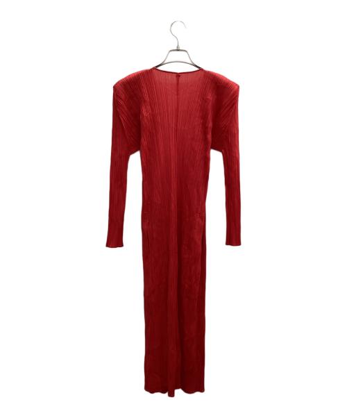 PLEATS PLEASE（プリーツプリーズ）PLEATS PLEASE (プリーツプリーズ) ロングカーディガン レッド サイズ:２の古着・服飾アイテム