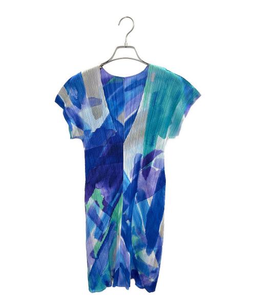 PLEATS PLEASE（プリーツプリーズ）PLEATS PLEASE (プリーツプリーズ) ノースリーブワンピース ブルー サイズ:3の古着・服飾アイテム