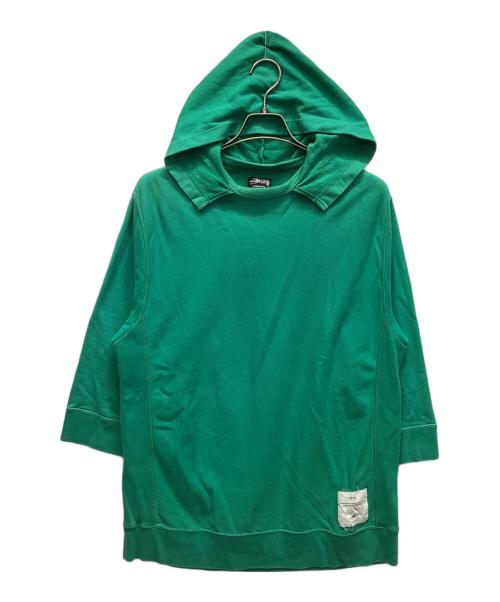 stussy（ステューシー）stussy (ステューシー) 5分袖プルオーバーパーカー グリーン サイズ:Lの古着・服飾アイテム