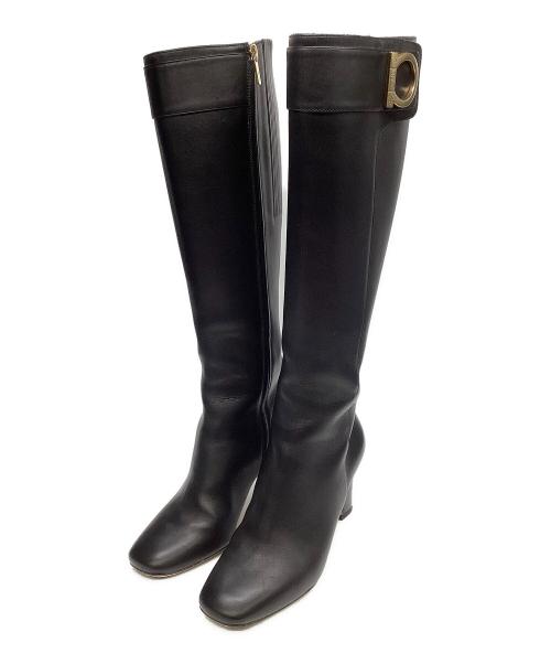 Salvatore Ferragamo（サルヴァトーレ フェラガモ）Salvatore Ferragamo (サルヴァトーレ フェラガモ) ガンチーニ ロングブーツ ブラック サイズ:5 Dの古着・服飾アイテム