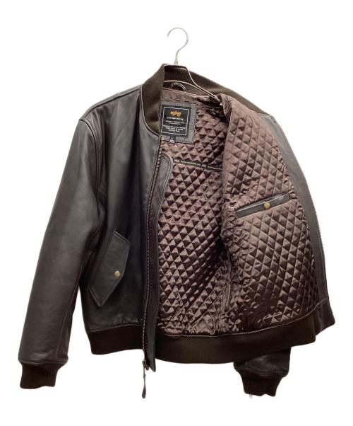 ALPHA INDUSTRIES（アルファインダストリーズ）ALPHA INDUSTRIES (アルファインダストリーズ) レザーフライトジャケット ブラック サイズ:Lの古着・服飾アイテム