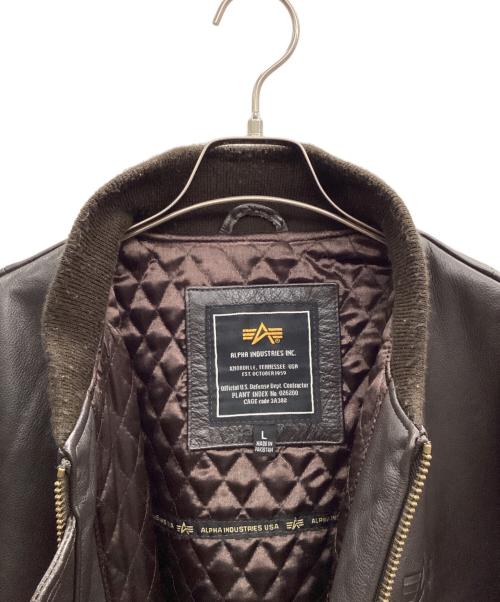 ALPHA INDUSTRIES（アルファインダストリーズ）ALPHA INDUSTRIES (アルファインダストリーズ) レザーフライトジャケット ブラック サイズ:Lの古着・服飾アイテム