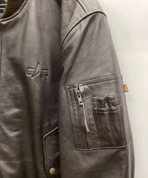 ALPHA INDUSTRIES（アルファインダストリーズ）ALPHA INDUSTRIES (アルファインダストリーズ) レザーフライトジャケット ブラック サイズ:Lの古着・服飾アイテム