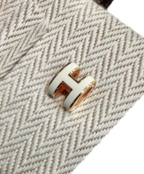 HERMES（エルメス）HERMES (エルメス) ミニポップアッシュピアス ブラン(ホワイト)×ゴールドの古着・服飾アイテム