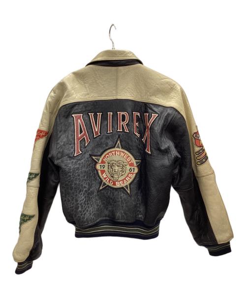 AVIREX（アヴィレックス）AVIREX (アヴィレックス) バーシティジャケット ブラック×ベージュ サイズ:Sの古着・服飾アイテム