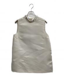 PRADA（プラダ）の古着「ビシュー付ノースリーブブラウス」｜ベージュ