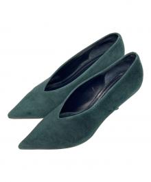 CELINE（セリーヌ）の古着「ポインテッドトゥパンプス」｜グリーン