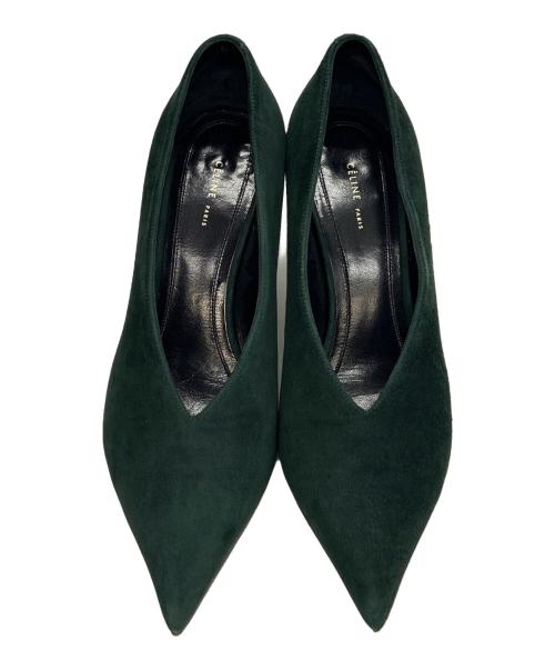 CELINE（セリーヌ）CELINE (セリーヌ) ポインテッドトゥパンプス グリーン サイズ:36.5の古着・服飾アイテム