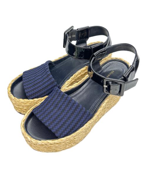 CELINE（セリーヌ）CELINE (セリーヌ) ウェッジソールサンダル ネイビー×ブラウン サイズ:36.5の古着・服飾アイテム