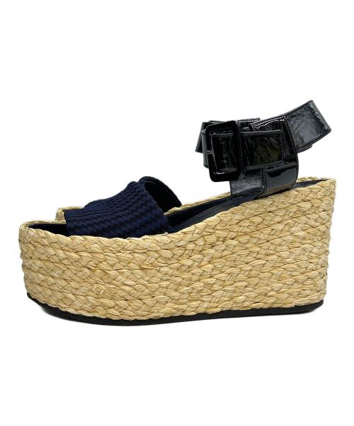CELINE（セリーヌ）CELINE (セリーヌ) ウェッジソールサンダル ネイビー×ブラウン サイズ:36.5の古着・服飾アイテム