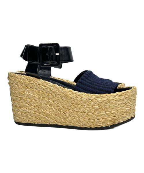 CELINE（セリーヌ）CELINE (セリーヌ) ウェッジソールサンダル ネイビー×ブラウン サイズ:36.5の古着・服飾アイテム
