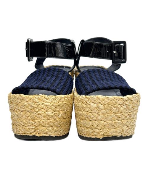 CELINE（セリーヌ）CELINE (セリーヌ) ウェッジソールサンダル ネイビー×ブラウン サイズ:36.5の古着・服飾アイテム