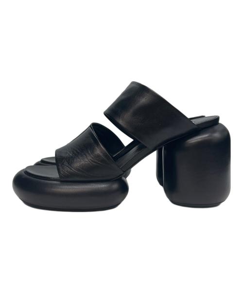 JIL SANDER（ジルサンダー）JIL SANDER (ジルサンダー) ブロックヒールレザーサンダル ブラック サイズ:38の古着・服飾アイテム