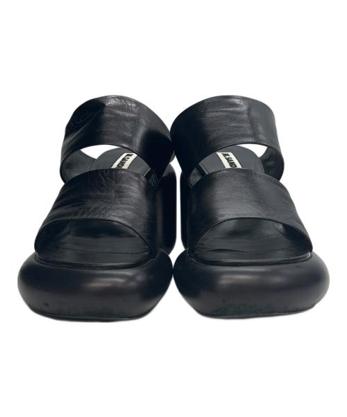 JIL SANDER（ジルサンダー）JIL SANDER (ジルサンダー) ブロックヒールレザーサンダル ブラック サイズ:38の古着・服飾アイテム