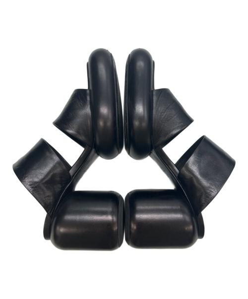 JIL SANDER（ジルサンダー）JIL SANDER (ジルサンダー) ブロックヒールレザーサンダル ブラック サイズ:38の古着・服飾アイテム