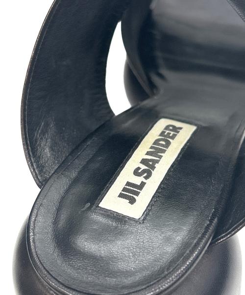 JIL SANDER（ジルサンダー）JIL SANDER (ジルサンダー) ブロックヒールレザーサンダル ブラック サイズ:38の古着・服飾アイテム