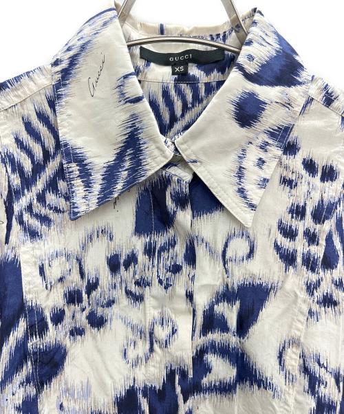 GUCCI（グッチ）GUCCI (グッチ) シャツブラウス ブルー×グレー サイズ:XSの古着・服飾アイテム