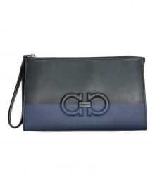 Salvatore Ferragamo（サルヴァトーレ フェラガモ）の古着「クラッチバッグ」｜ブラック×ネイビー