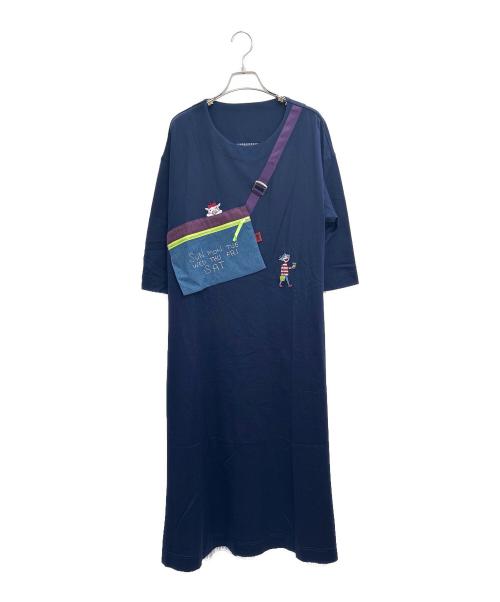 OLLEBOREBLA（アルベロベロ）OLLEBOREBLA (アルベロベロ) 異素材ワンピース ネイビー サイズ:　の古着・服飾アイテム