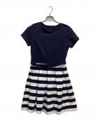 BURBERRY BLUE LABELバーバリー ブルー レーベル）の古着「半袖ワンピース」｜ネイビー×ホワイト