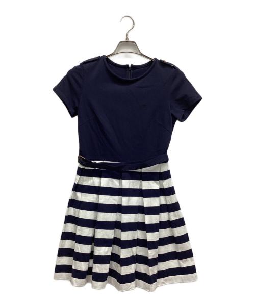 BURBERRY BLUE LABEL（バーバリー ブルー レーベル）BURBERRY BLUE LABEL (バーバリー ブルー レーベル) 半袖ワンピース ネイビー×ホワイト サイズ:38の古着・服飾アイテム