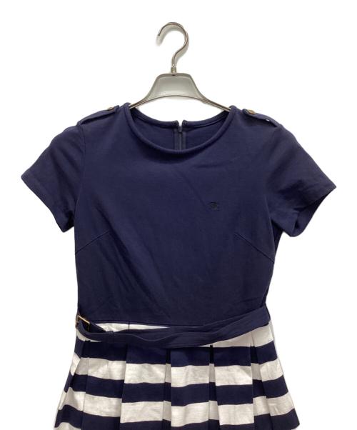 BURBERRY BLUE LABEL（バーバリー ブルー レーベル）BURBERRY BLUE LABEL (バーバリー ブルー レーベル) 半袖ワンピース ネイビー×ホワイト サイズ:38の古着・服飾アイテム