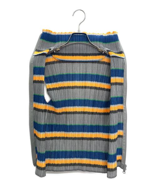 PLEATS PLEASE（プリーツプリーズ）PLEATS PLEASE (プリーツプリーズ) ジップアップトップス グレー×オレンジ サイズ:3の古着・服飾アイテム