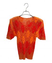 PLEATS PLEASE（プリーツプリーズ）の古着「半袖ブラウス」｜オレンジ