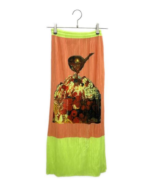 PLEATS PLEASE（プリーツプリーズ）PLEATS PLEASE (プリーツプリーズ) スカート イエロー×ブラウン サイズ:2の古着・服飾アイテム