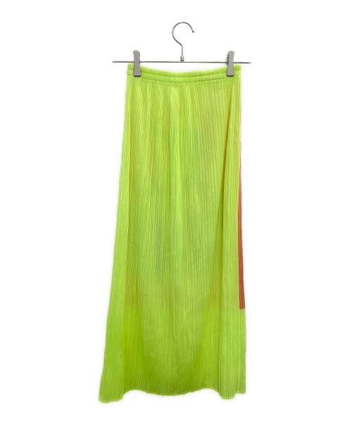 PLEATS PLEASE（プリーツプリーズ）PLEATS PLEASE (プリーツプリーズ) スカート イエロー×ブラウン サイズ:2の古着・服飾アイテム